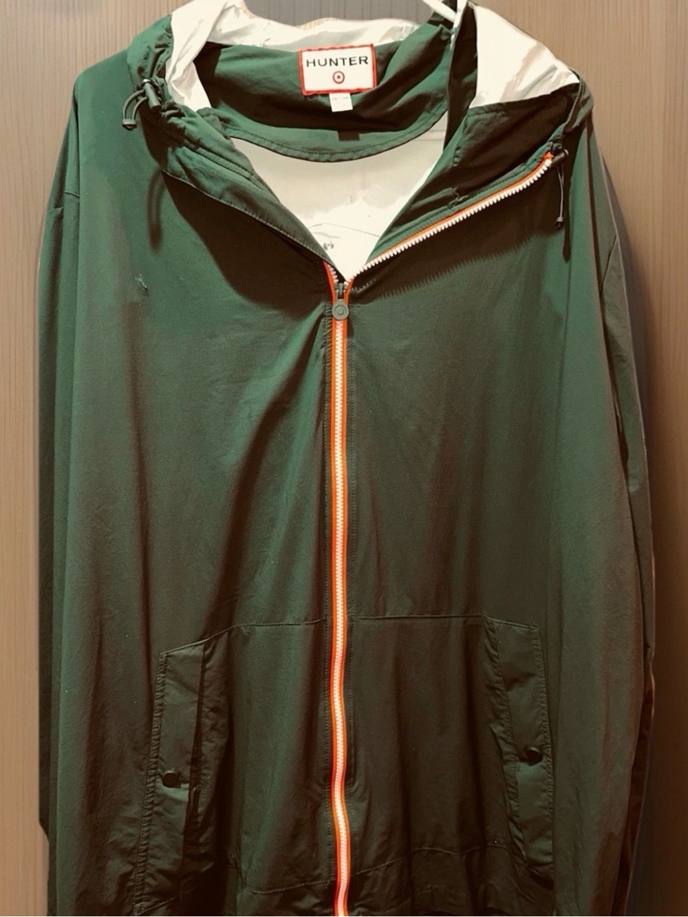 Hunter Target Full Zip Windbreaker Sz 2X Lightweight Raincoat Hood Olive Green